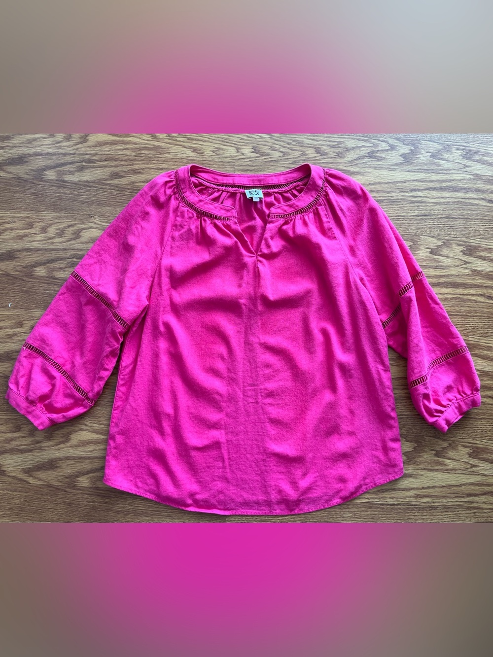 Anne Klein Hot Pink v neck tunic Blouse M